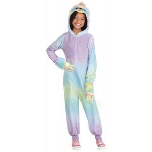 Amscan Pastel Sloth Zipster Halloween Costume for Girls, Small (4-6), with Hood
